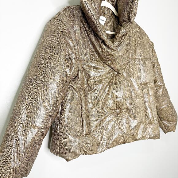 Nanushka Hide Puffer Jacket Brown Snakeskin Print Small $695 - Picture 5 of 9